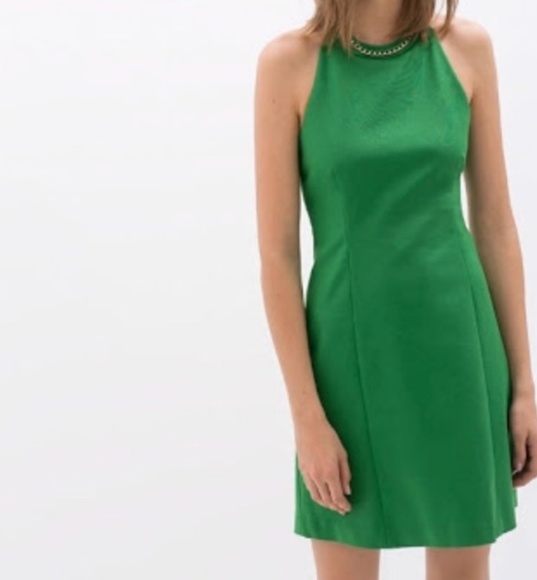 Zara Dresses | Zara Basic Halter Dress Emerald Green Nwot | Poshmark
